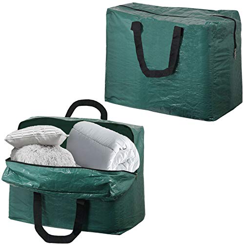 Duvet Bedding Pillow Zipped Storage Bag (Pack of 2, Green, 75L)