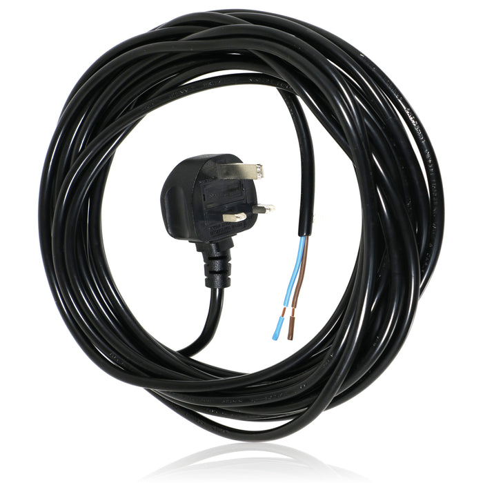 Power Cable for Qualcast Lawnmower & Garden Strimmer Mains Power Lead (UK Plug, Black, 8.4m)