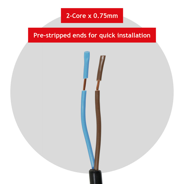 Power Cable for Yard Force Lawnmower & Garden Strimmer Mains Power Lead (UK Plug, Black, 8.4m)