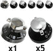 STOVES Gas Hob Oven Cooker Control Knobs Genuine (Black / Silver, Pack of 6)