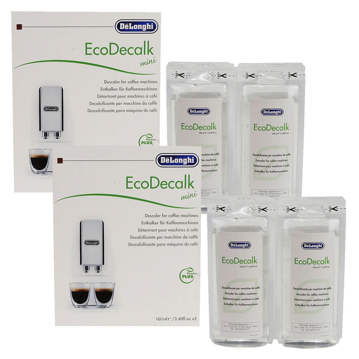 De'Longhi EcoDecalk Mini Water Descaler 2x 100ML - DLSC200 – Velo Coffee  Roasters