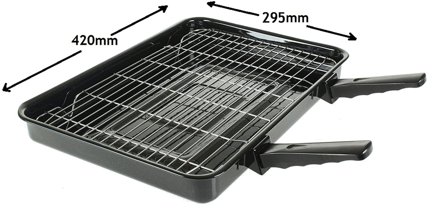 Large Grill Pan, Rack & Dual Detachable Handles with Adjustable Shelf for ELECTROLUX Oven Cookers