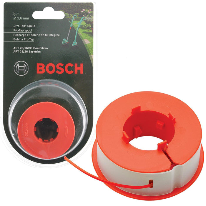 Genuine Bosch ART 23 26 30 Combitrim Easytrim Strimmer/Grass Trimmer Pro-Tap Automatic Spool Line + Cover (8m, F016L71088 + F016800175)