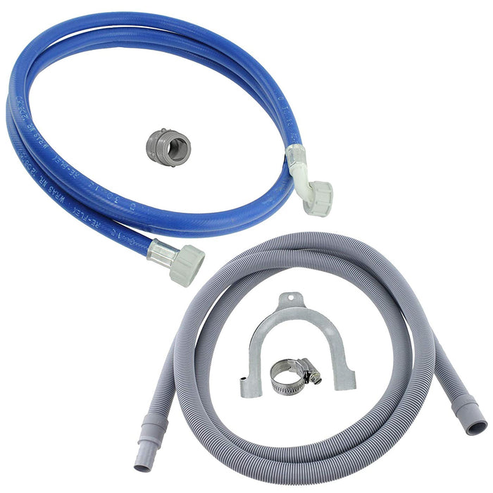 Water Fill Pipe & Drain Hose Extension Kit for Amica Washing Machine Dishwasher (2.5m, 18mm / 22mm)