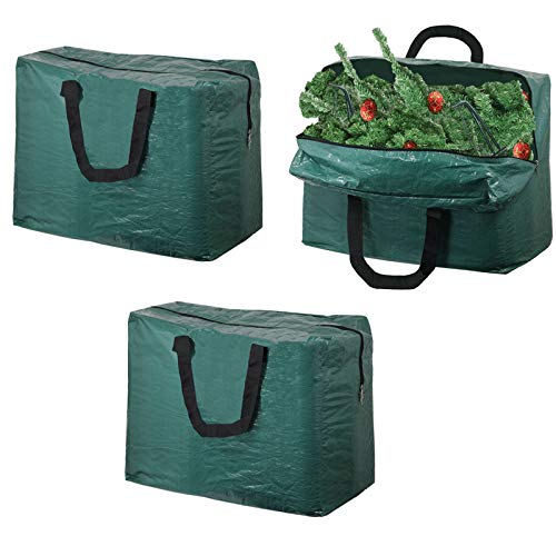 Christmas Decorations Bag Xmas Tree Zipped Storage Bag (Pack of 3, Green, 75L)