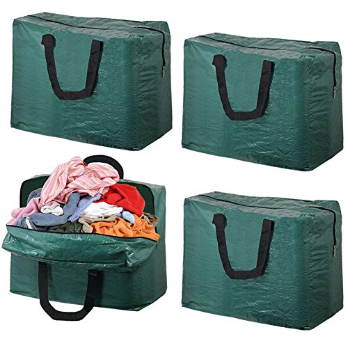 Laundry Washing Zipped Storage Bag (Pack of 4, Green, 75L)