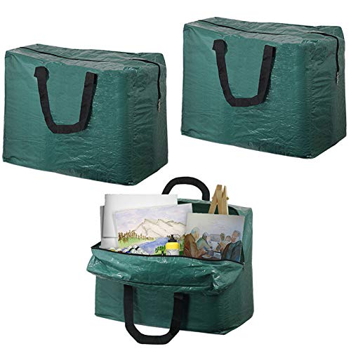 Arts & Crafts Painting Drawing Organiser Zipped Storage Bag (Pack of 3, Green, 75L)