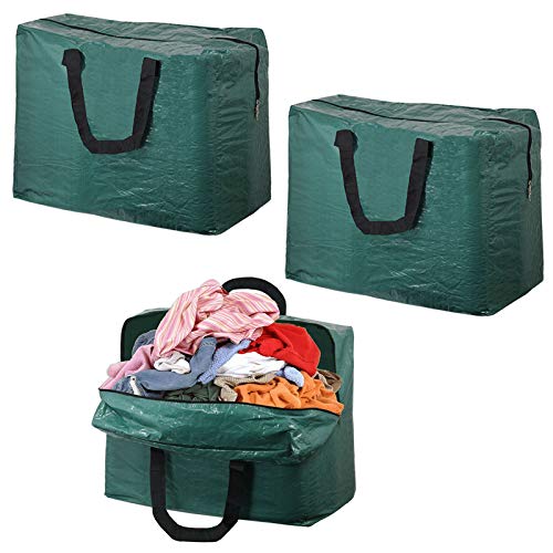 Laundry Washing Zipped Storage Bag (Pack of 3, Green, 75L)