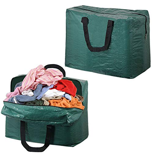 Laundry Washing Zipped Storage Bag (Pack of 2, Green, 75L)