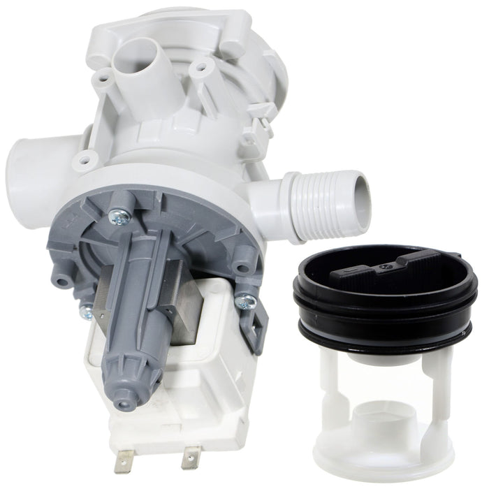 Drain Pump + Filter compatible with CURRYS ESSENTIALS Washing Machine C100WM10, C510WM11, C510WMS13