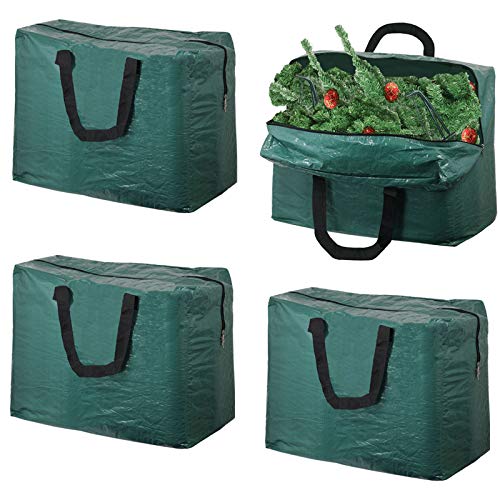 Christmas Decorations Bag Xmas Tree Storage Bag (Pack of 4, Green, 75L)