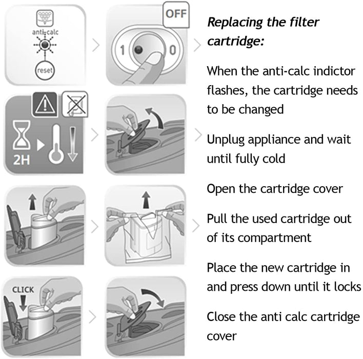 Anti-Calc Filter Cartridges for Calor Steam Iron Pack of 8 XD 9060E0