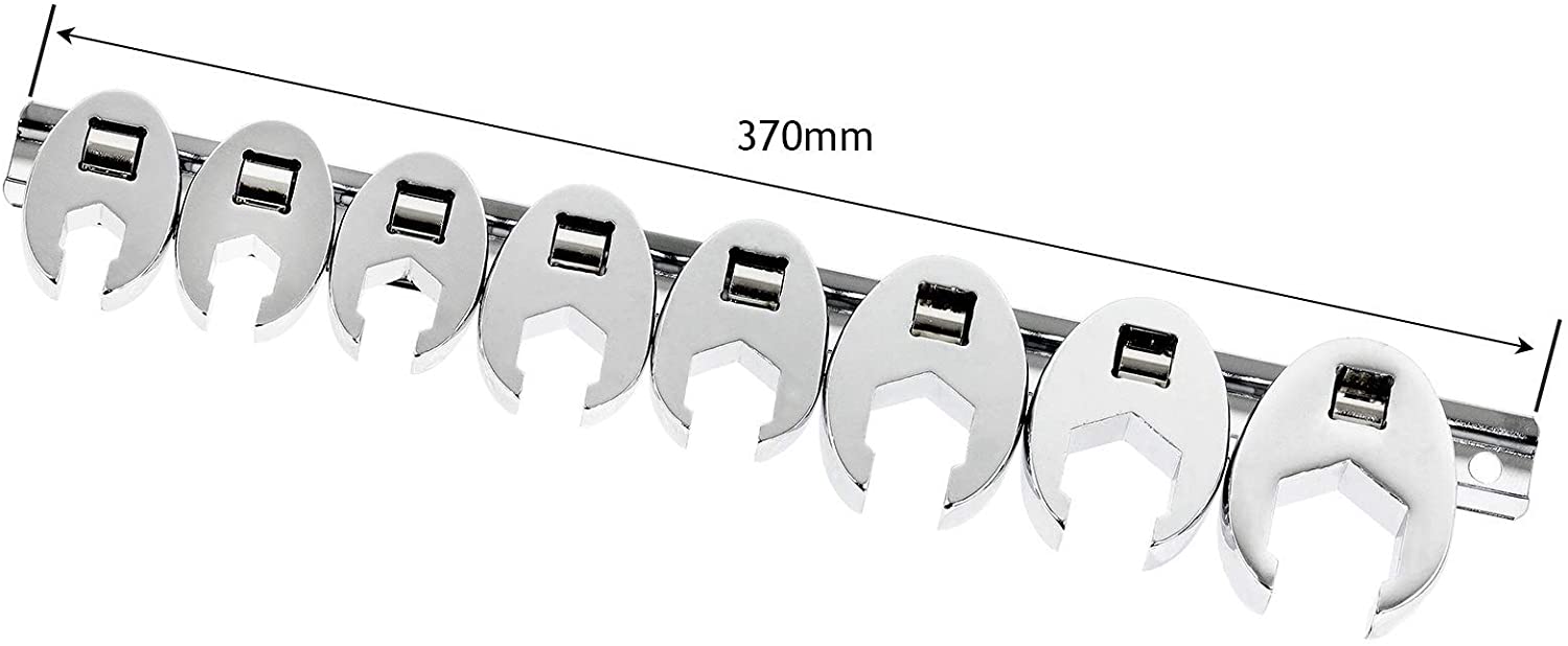 Wrench Set 3/8" Drive Head Crows Foot Metric (8 Piece - 10mm 11mm 13mm 14mm 15mm 17mm 19mm 22mm)