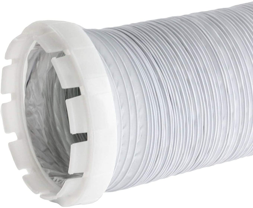 Universal 4m Vent Hose + Adapter for Tumble Dryer Ducting Flexible Exhaust Pipe White 4 Metres 4"