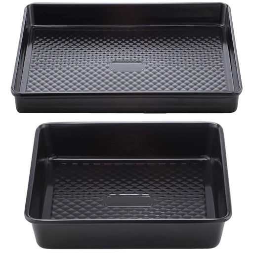 UNIVERSAL Carbon Steel Oven Tray Deep Sided Non Stick 1 Baking + 1 Roasting Tin