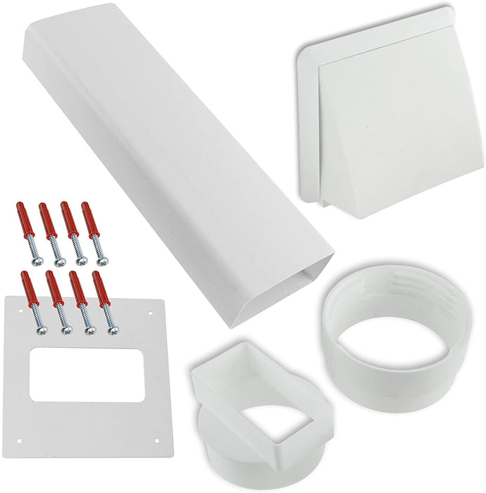 Universal Wall Vent Cover Kit Tumble Dryer Hose External Pipe Outlet White 4"