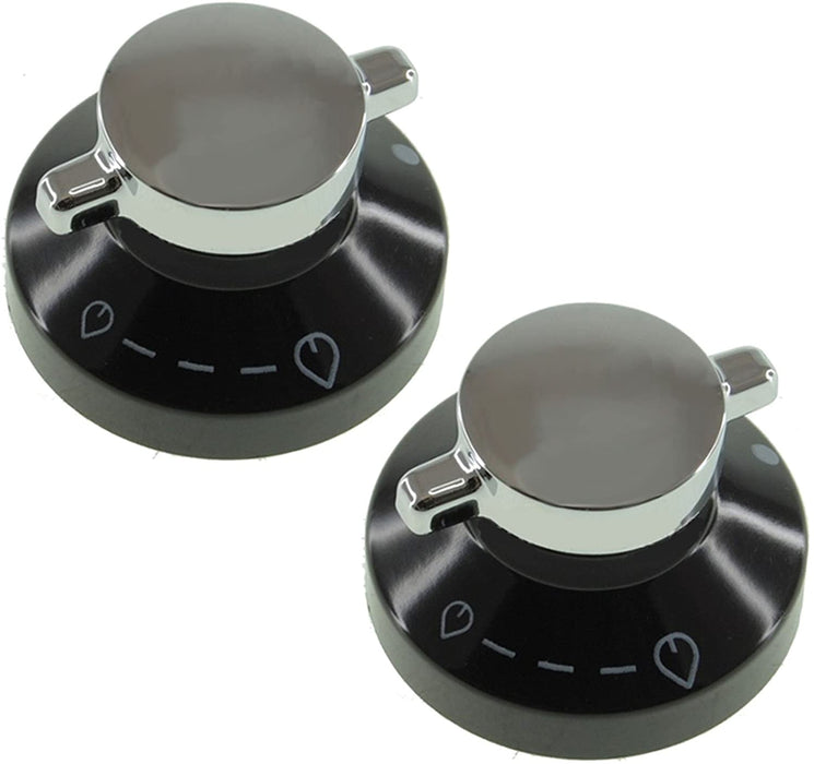 2 x Black Silver Knobs Switch for NEW WORLD 444440036 600SIDLM Gas Oven Cooker Hob