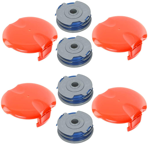 Twin Line and Spool Cover for Flymo Strimmer/Trimmer (Pack of 4 Lines & Spools)