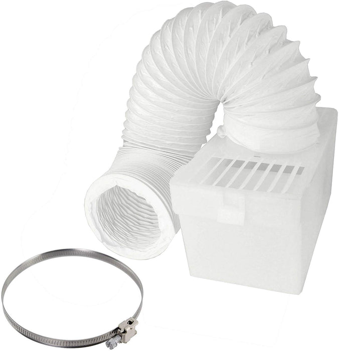Universal Vented Tumble Dryer (4" / 100mm Diameter) Condenser Vent Box & Hose Kit with Screw Clip