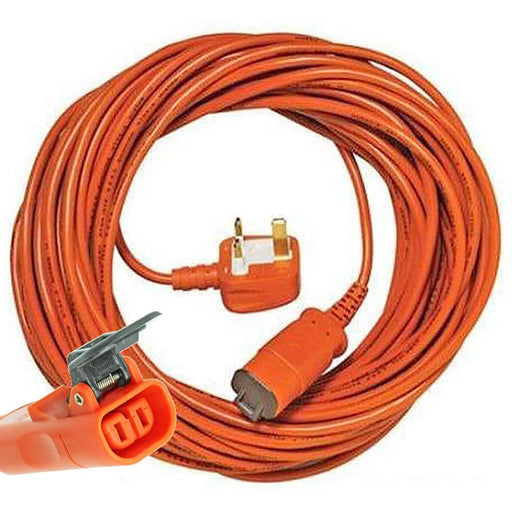 Cable for Flymo Lawnmower Hedge Trimmer Metre Lead Plug (Orange, 15m)