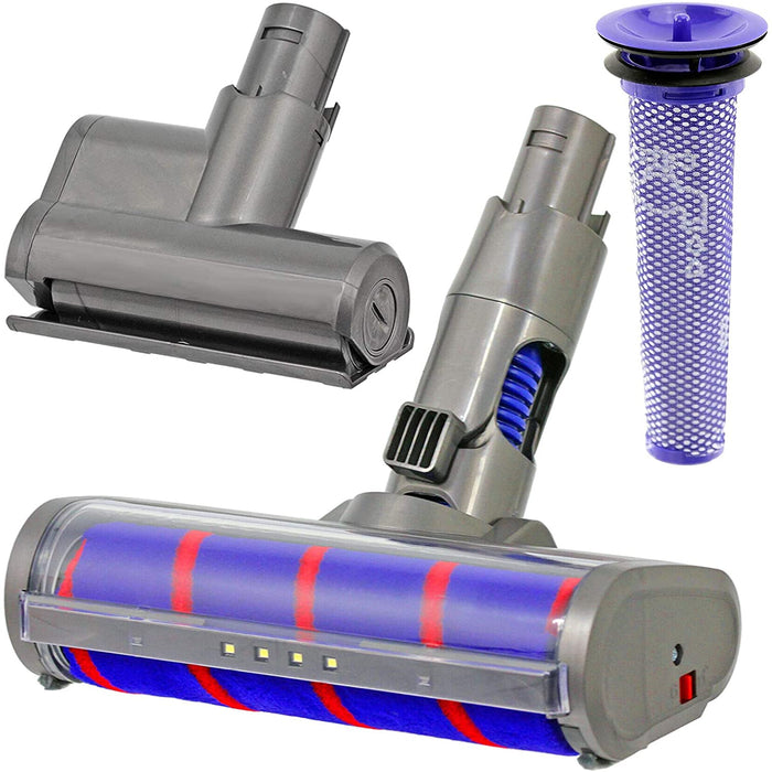 Soft Roller Brush Head Hard Floor Tool, Mini Turbine Tool + Filter for DYSON DC59 V6 Vacuum Cleaner