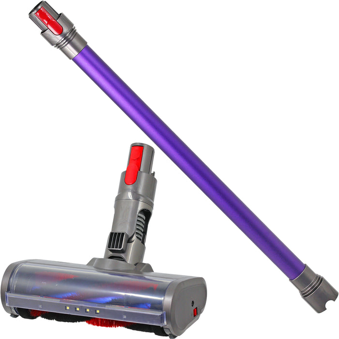 Quick Release Carbon Fibre Motorhead Floor Tool + Purple Extension Rod Wand for DYSON V8 SV10 Vacuum Cleaner