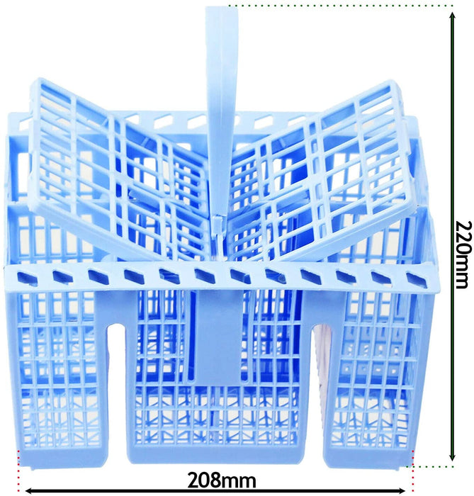 SPARES2GO Cutlery Basket compatible with Currys Essentials Dishwasher (Blue, 220 x 208 x 160mm)