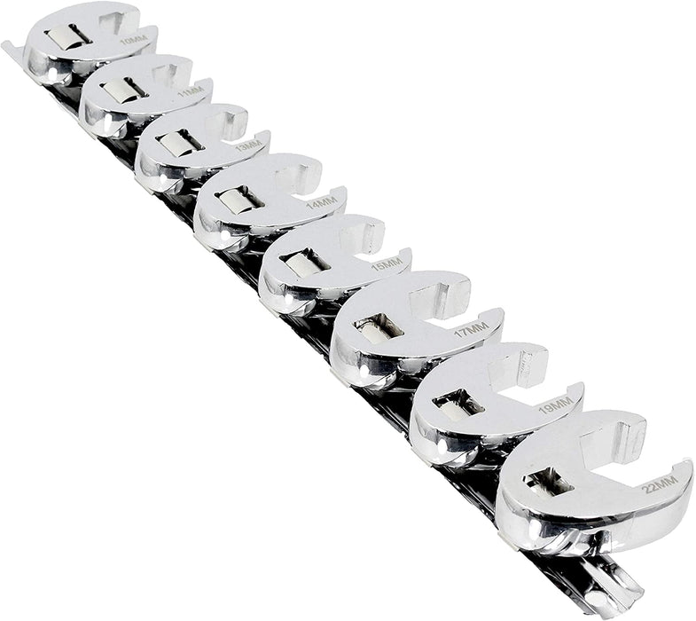 Wrench Set 3/8" Drive Head Crows Foot Metric (16 Piece - 10mm 11mm 13mm 14mm 15mm 17mm 19mm 22mm)