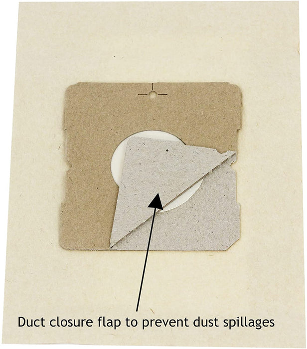 Duct closure flap to prevent dust spillages