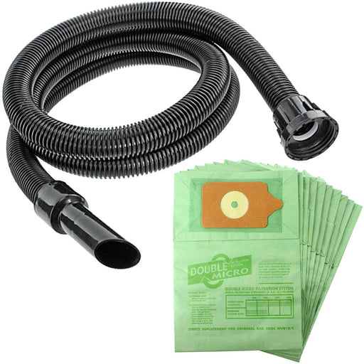 2.6m XL Hose Pipe & 10 Dust Bags for Numatic Henry Hetty James Basil Nuvac Vacuum Cleaner