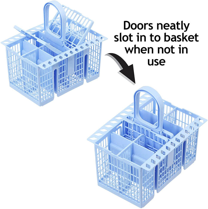 SPARES2GO Cutlery Basket compatible with Logik Dishwasher (Blue, 220 x 208 x 160mm)