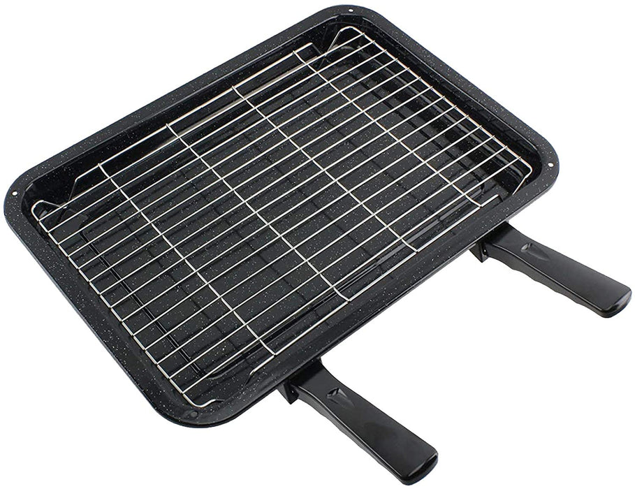 Medium Grill Pan, Rack & Dual Detachable Handles with Adjustable Shelf for Oven Cookers