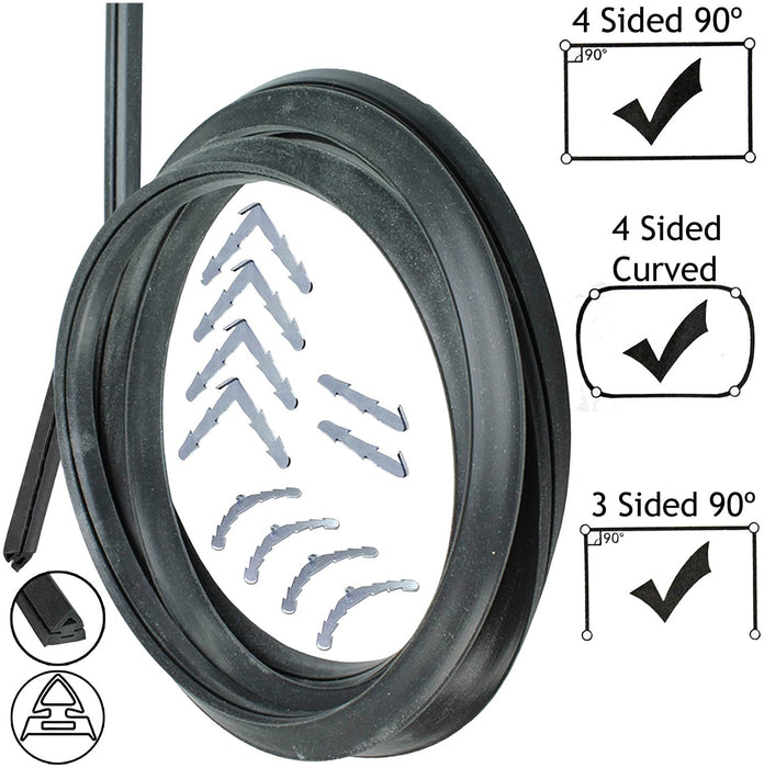 3m Cut to Size Door Seal for Whirlpool 3 or 4 Sided Oven Cooker (Rounded or 90º Clips)
