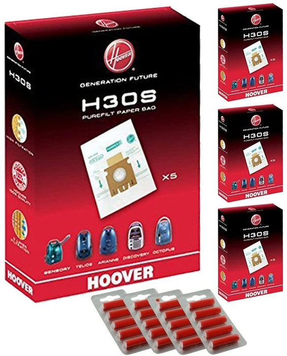 HOOVER Vacuum Cleaner H30S TELIOS ARIANNE SENSORY DISCOVERY OCTOPUS Dust Bag Genuine  09178278 (Pack of 4) + 20 Fresheners