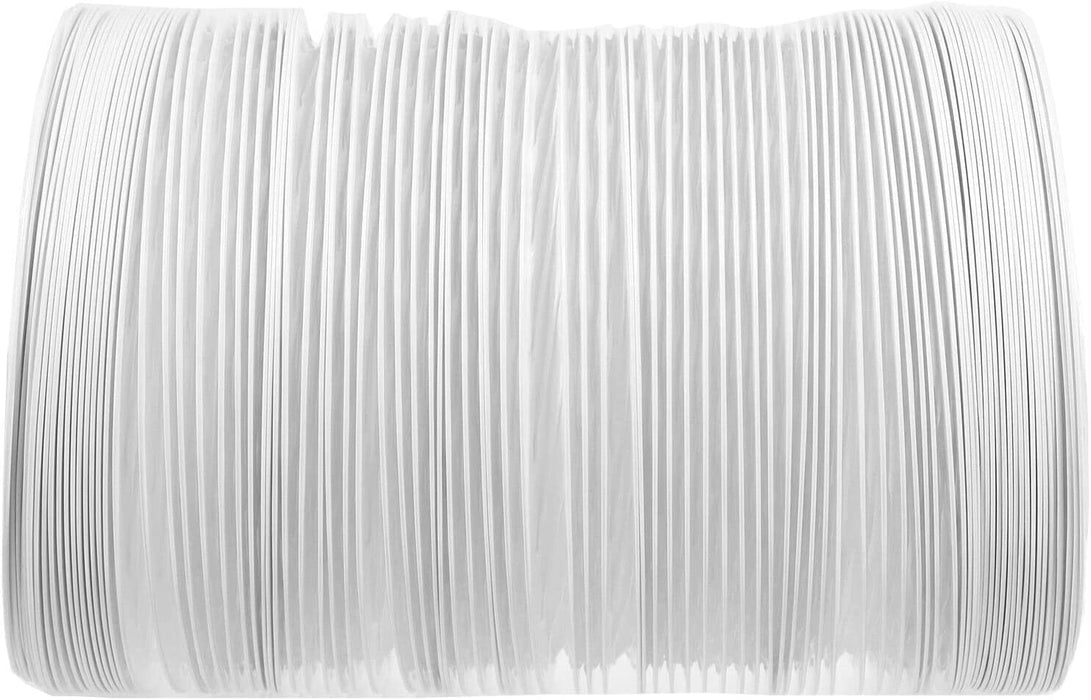 Air Conditioning Duct Hose PVC Flexible Vent Pipe Universal (6" x 3 Metres, White) + Steel Screw Pipe Clips x 2