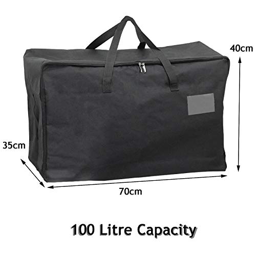 Extra Large Canvas Zipped Storage Bag (100 Litres, Black) Measurements 