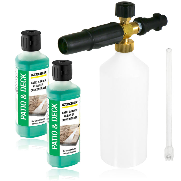 Spray Bottle for KARCHER Snow Foam Nozzle + Patio & Deck Cleaner Detergent (Pack of 2)