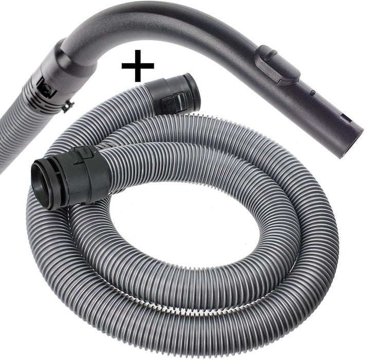 Pipe Hose + Wand Handle for Miele C1 Classic Junior Ecoline Powerline Vacuum Cleaner (2m, 38mm, Silver)