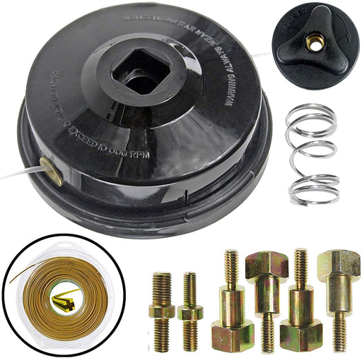 UNIVERSAL Dual Line Manual Feed Head with Bolts + 80m Dual Core Refill for Strimmer/Trimmer/Brushcutter