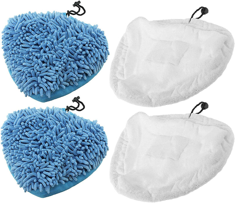 Microfibre Cloth Cover + Coral Pads for Steamworks SW1 & SWAN SS2010 Steam Cleaner Mop (2 of Each)