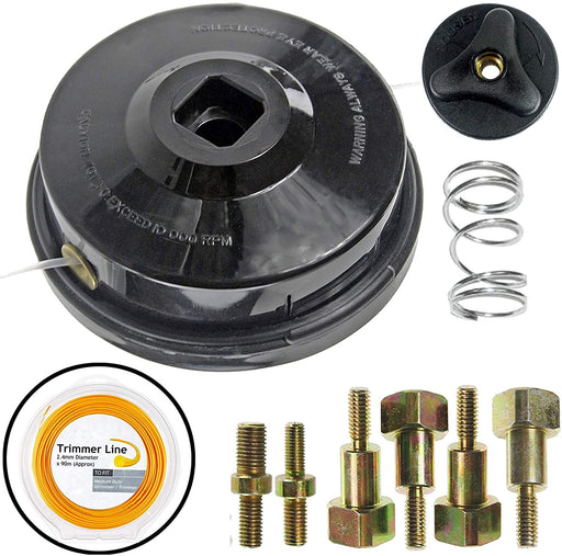 UNIVERSAL Dual Line Manual Feed Head with Bolts + 90m Refill for Strimmer/Trimmer/Brushcutter