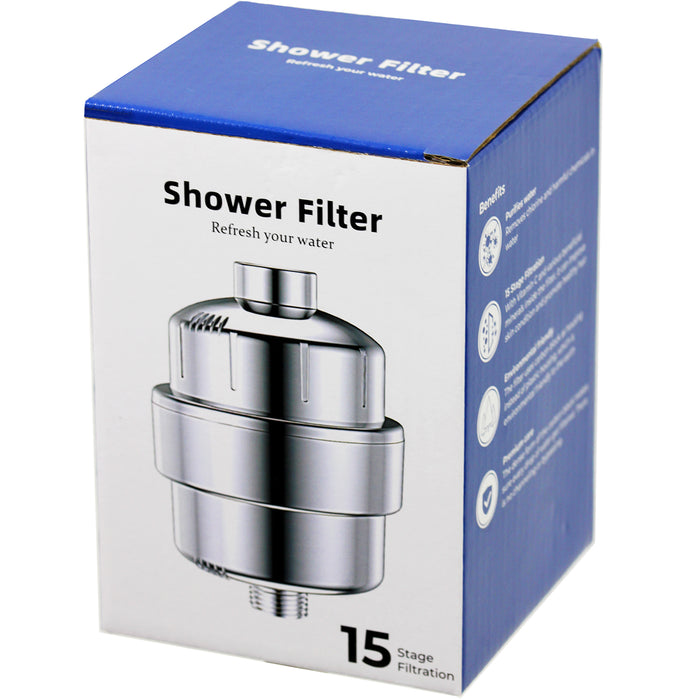 UNIVERSAL Shower Head Filter Chrome Steel Effect Hard Water Purifier Softener (Pack of 3)