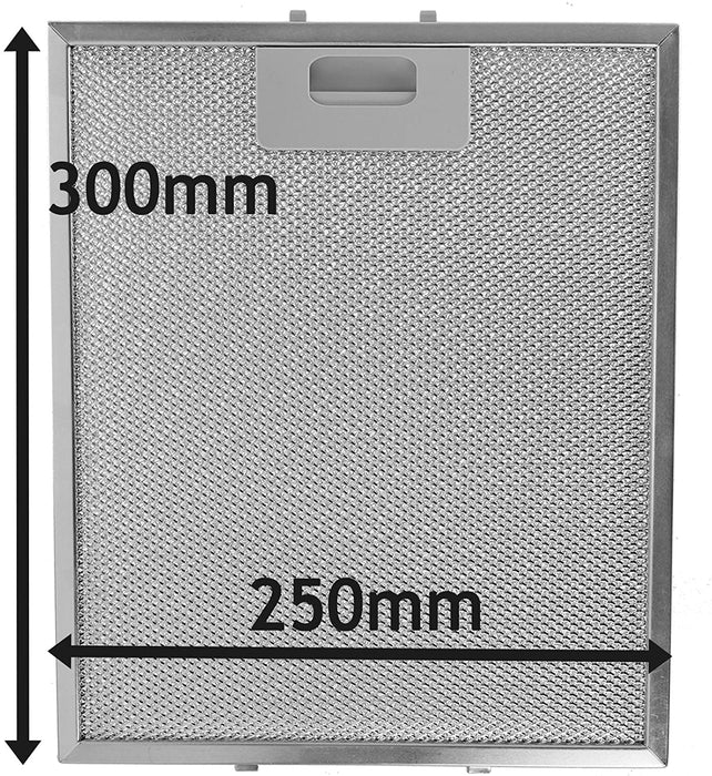Cooker Hood Metal Mesh Grease Filter for Logik Kitchen Extractor Fan Vent (Silver, 300 x 250 mm)