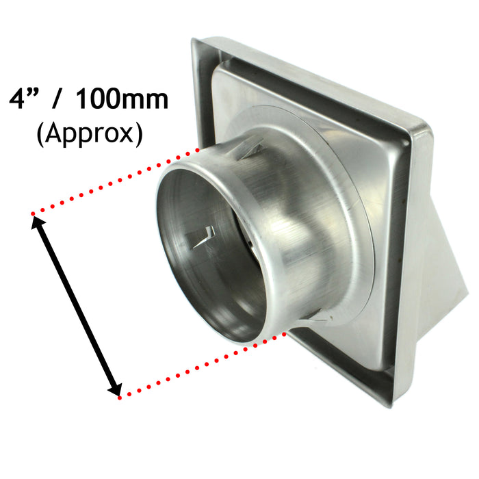 Stainless Steel External Wall Air Vent Non Return Flap Outlet (4" / 100mm)