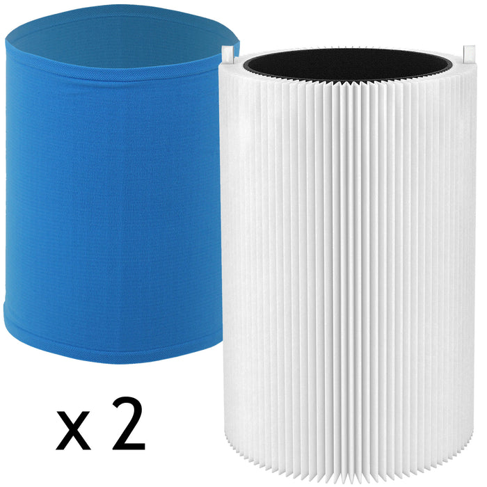 Filter Kit for BLUEAIR Air Purifier HEPA Carbon Sleeve Blue Pure 411 3210 Joy S (Pack of 2)