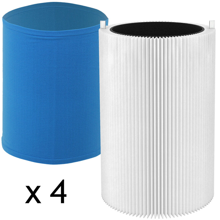 Filter Kit for BLUEAIR Air Purifier HEPA Carbon Sleeve Blue Pure 411 3210 Joy S (Pack of 4)