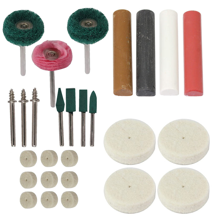 27 Piece Buffing Polishing Set Grinding Drill Wheel Accessory 3.2mm Compound Wax Bar Kit