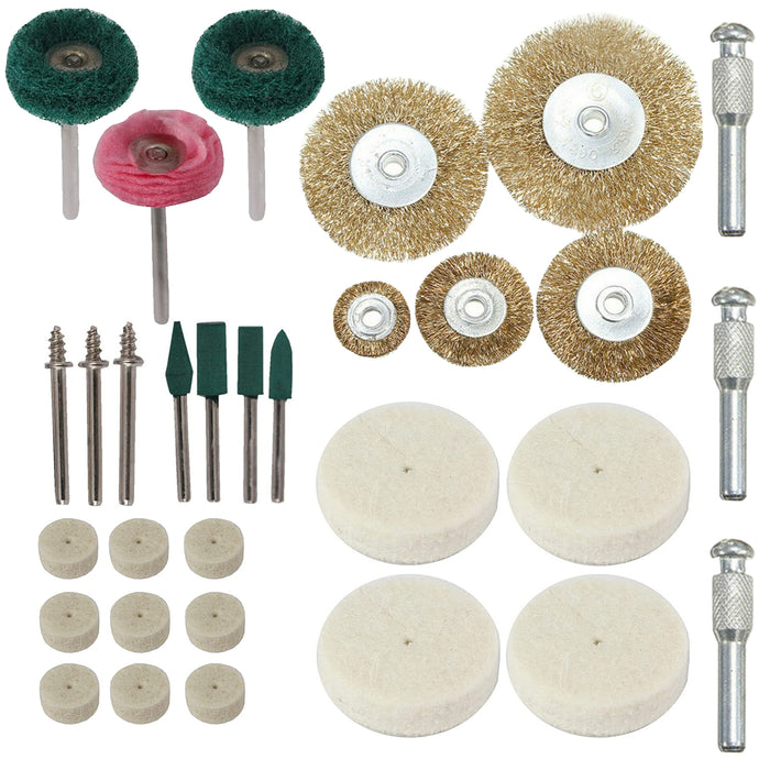 31 Piece Buffing Polishing Drill Wheel Accessory Wire Brush Kit 3.2mm Car Motorbike Rust Removal