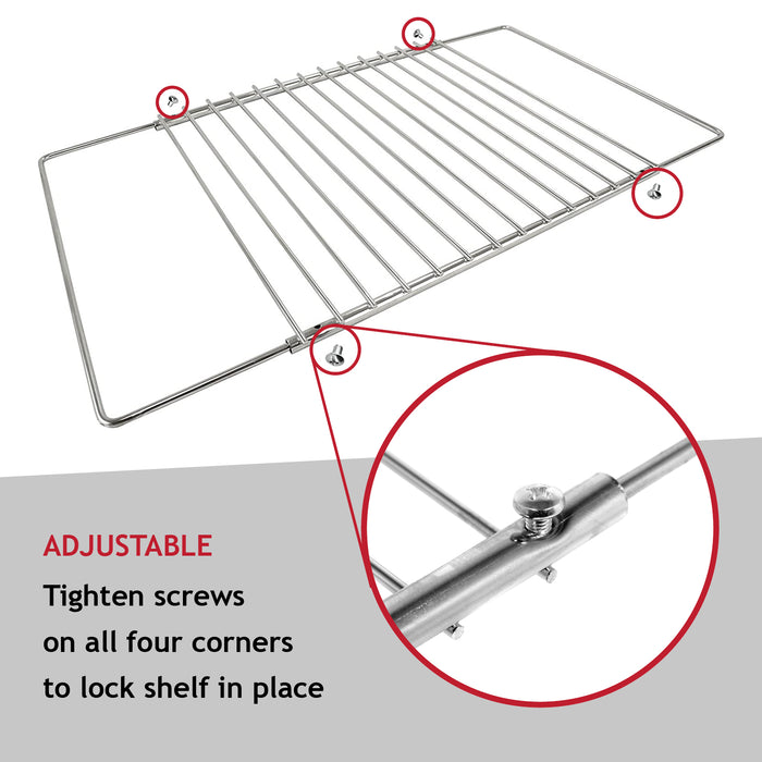 BBQ Adjustable Grill Shelf Rack Extendable Screw Fix Arms Barbecue Grid