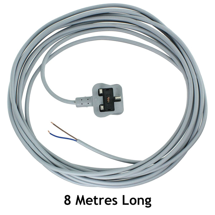 Mains Cable for SEBO Vacuum Cleaner Hoover Lead Grey 8M Replacement